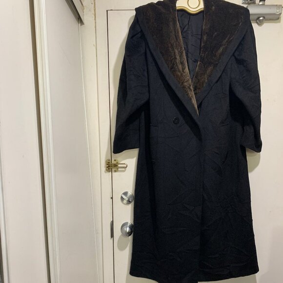 VINTAGE JONATHAN MICHAEL BIG COLLAR DOUBLE BREAST WOOL TRENCH COATS SIZE L - Picture 9 of 16